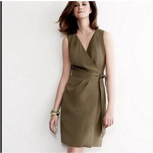 Banana Republic Olive Wrap Safari Midi Dress